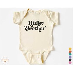 little brother onesie - retro gender neutral pregnancy announcement bodysuit - boys natural baby onesie  5114-c