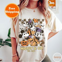 halloween mickey & co comfort color shirt, halloween disney shirt, halloween mickey and friends shirt, halloween matchin