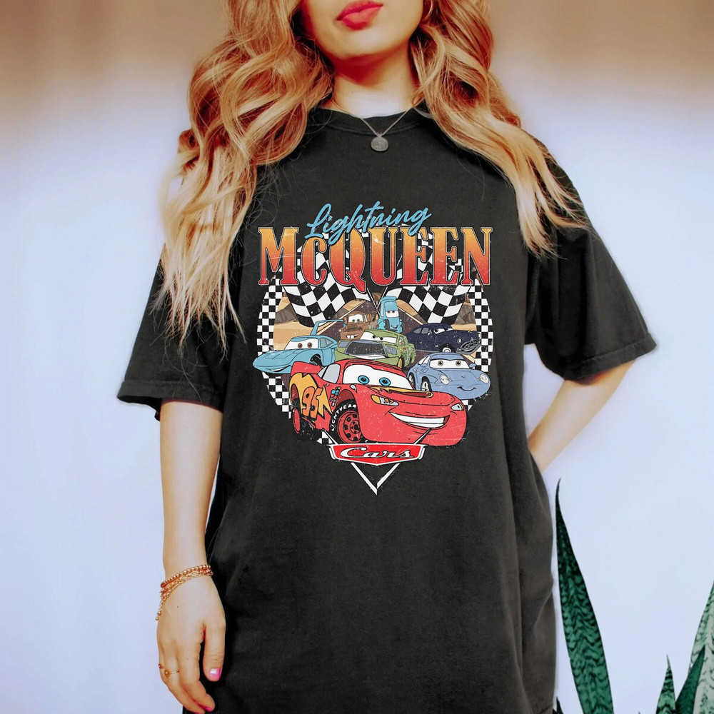 Retro Lightning Mcqueen Comfort Color Shirt, Disney Cars Pixar Shirt, Vintage Disney Cars Land Mcqueen Shirt For Family Trip Shirts - 4.jpg