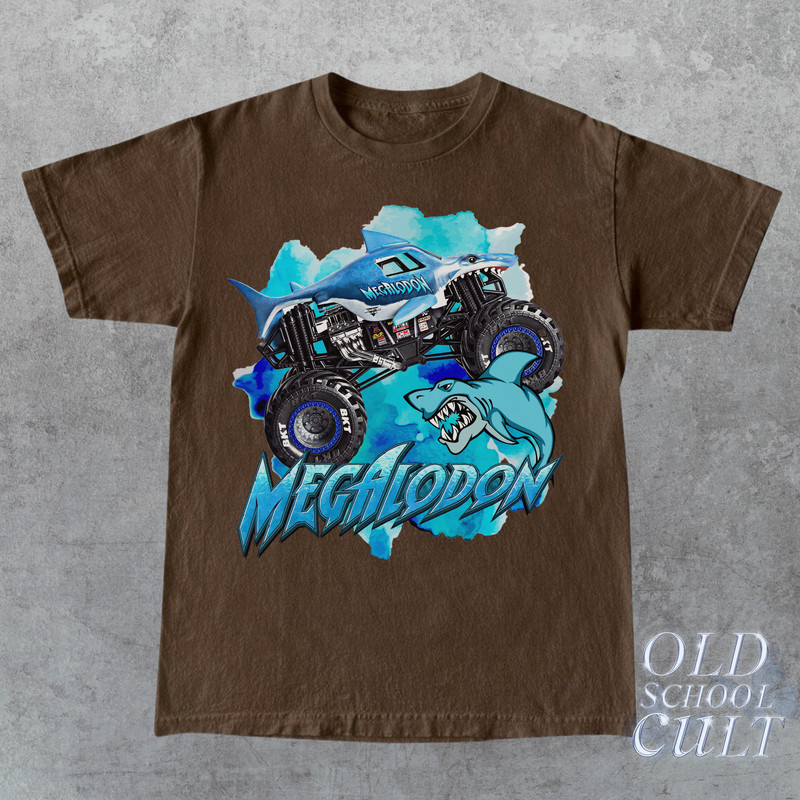 Mega Shark Monstertruck Vintage Bootleg Style T-Shirt, Retro Racing 90s Graphic Shirt, Truck Tee, Shark Tee, Megalodon Shirt, Race Gift - 3.jpg