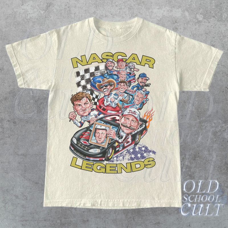 Nascar Legends 90s Vintage T-shirt, Vintage Racing Graphic Shirt, Retro Oversize Race Tee, Cute Nascar Gift, Dale Earnhardt Gift, Car Shirt - 2.jpg