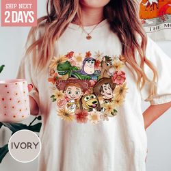 Vintage Floral Toy Story Comfort Colors Shirt, Woody, Buzz Lightyear, Jessie Shirt, Disneyland Vacation shirt, Disneywor