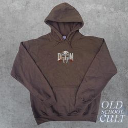 mf doom vintage 90s style hoodie , retro y2k graphic hoodie , metal face hoodie , cute unisex sweater , brown hoodie , b