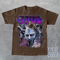 vintage mf doom 90s style bootleg t-shirt , vintage unisex graphic tee , oversize rap tee , brown unisex t-shirt , gift