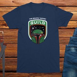 bounty hunter guild adults unisex t-shirt, mandalorian shirt, mens clothing, heavy metal, geek t-shirt, space clothing,