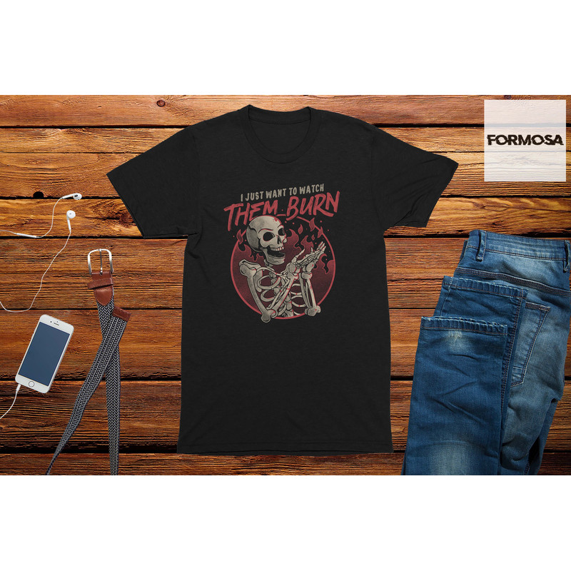Cool Skull T-Shirt Watch Them Burn Mens Graphic Tee Shirt - 1.jpg