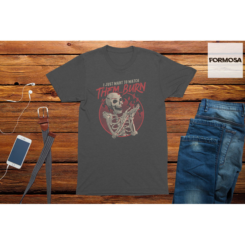 Cool Skull T-Shirt Watch Them Burn Mens Graphic Tee Shirt - 2.jpg