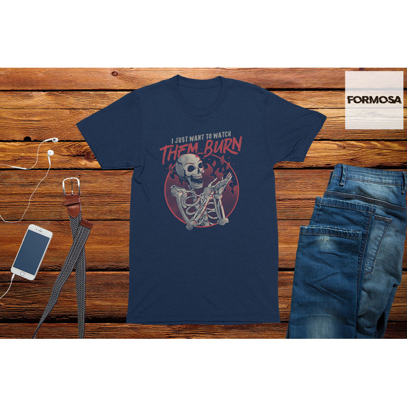 Cool Skull T-Shirt Watch Them Burn Mens Graphic Tee Shirt - 3.jpg