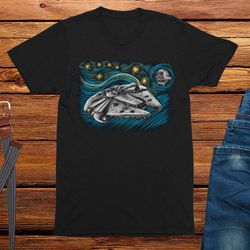 falcon 77 starry night adults space t-shirt mens geek sci fi tshirt