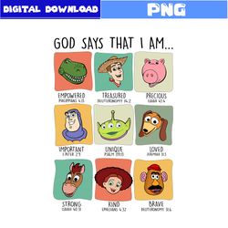 God Says That I Am Disney Png, Toy Story Png, Toy Story Characters Png, Disney Png, Disney Png Digital File