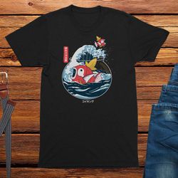 magicarp wave adults unisex t-shirt, funny gamer gift, mens gaming t-shirt, i love anime, girls anime shirt, video game