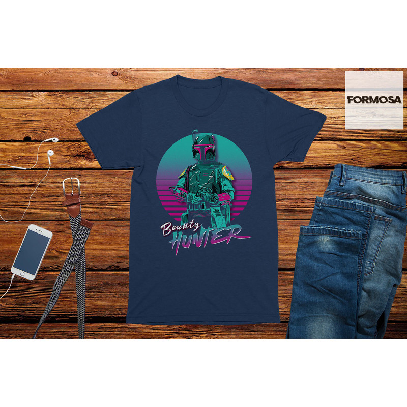 Retro Neon Sunset Bounty Hunter T-Shirt Mens Graphic Tee Shirt Gift For Him - 3.jpg