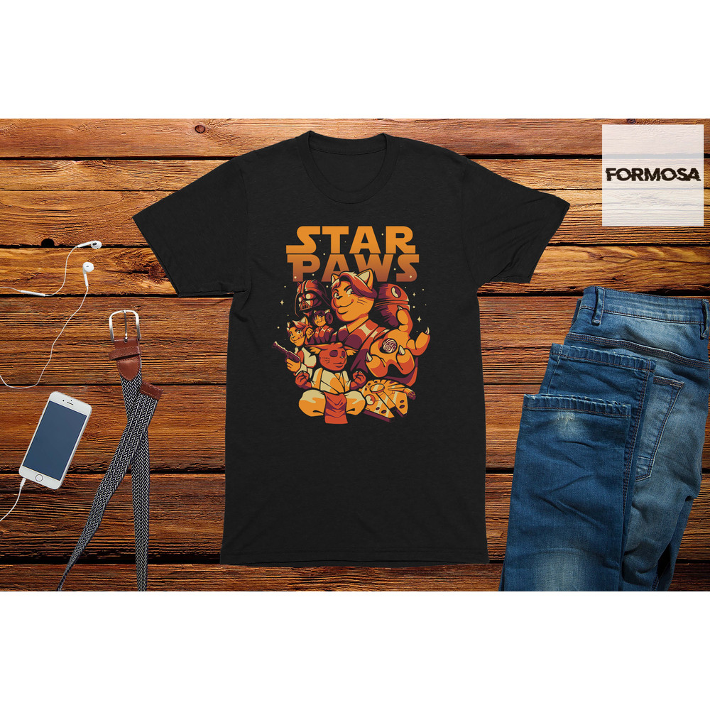 Star Paws T-Shirt Geek Gift For Men Funny Nerd Cat Lover Tshirt - 1.jpg