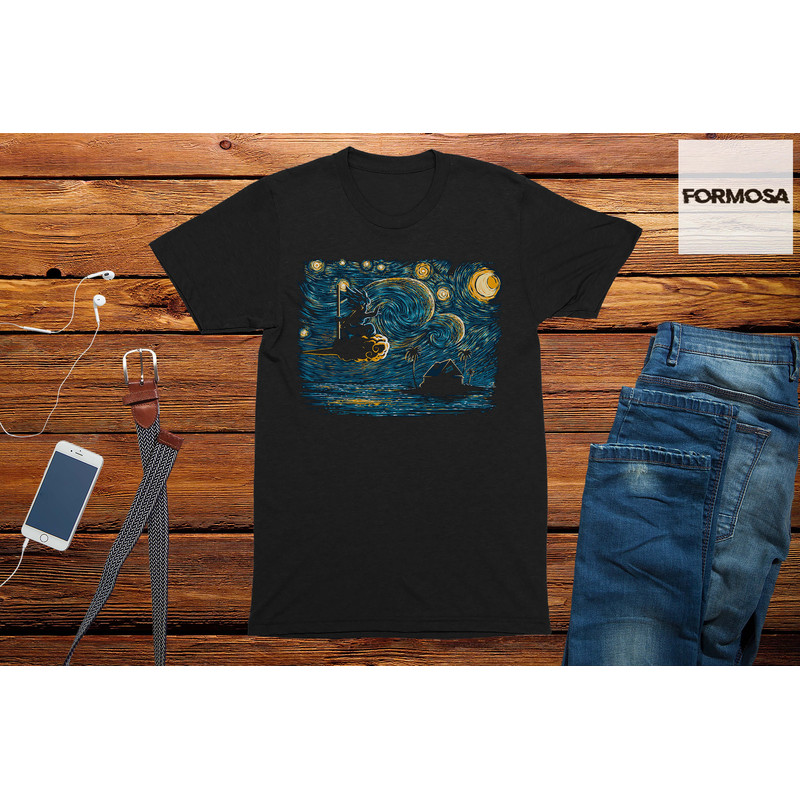 Starry Night Saiyan Anime T-Shirt For Men adult funny t-shirt - 1.jpg