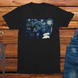 starry night samurai funny anime t-shirt mens anime and gaming tshirt
