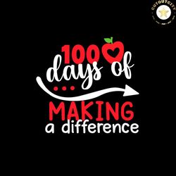 100 days of making a difference black heart in apple svg png