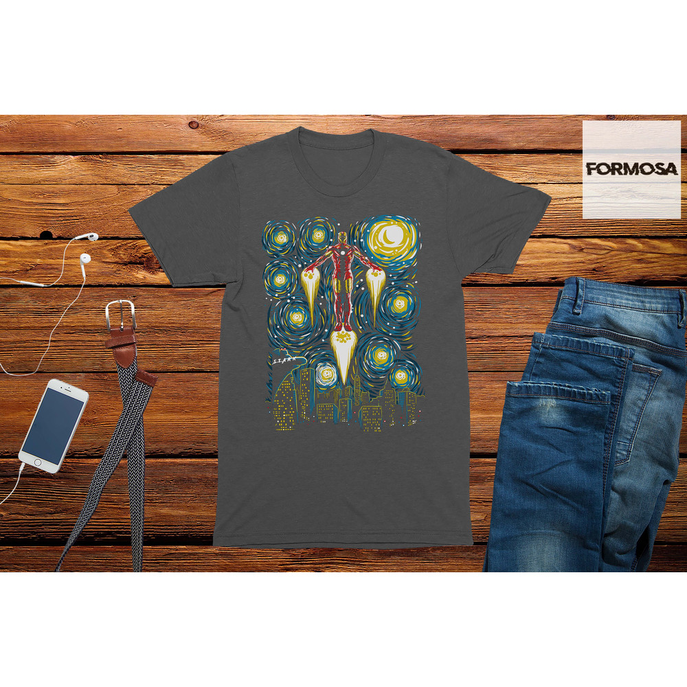 Iron Starry Night T-Shirt Mens Comic Book Superhero Tshirt funny graphic tees - 2.jpg