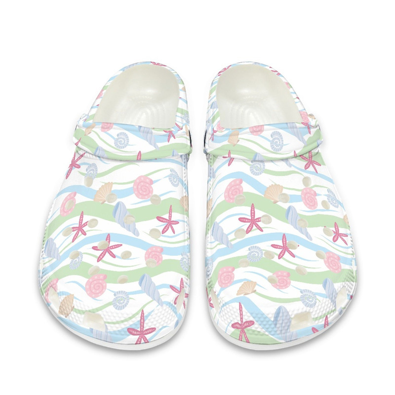Unisex Beach Crocs Shoes , Personalized Name Shoes , Summer Starfish Conch Slippers , EU Size 36-48.jpg
