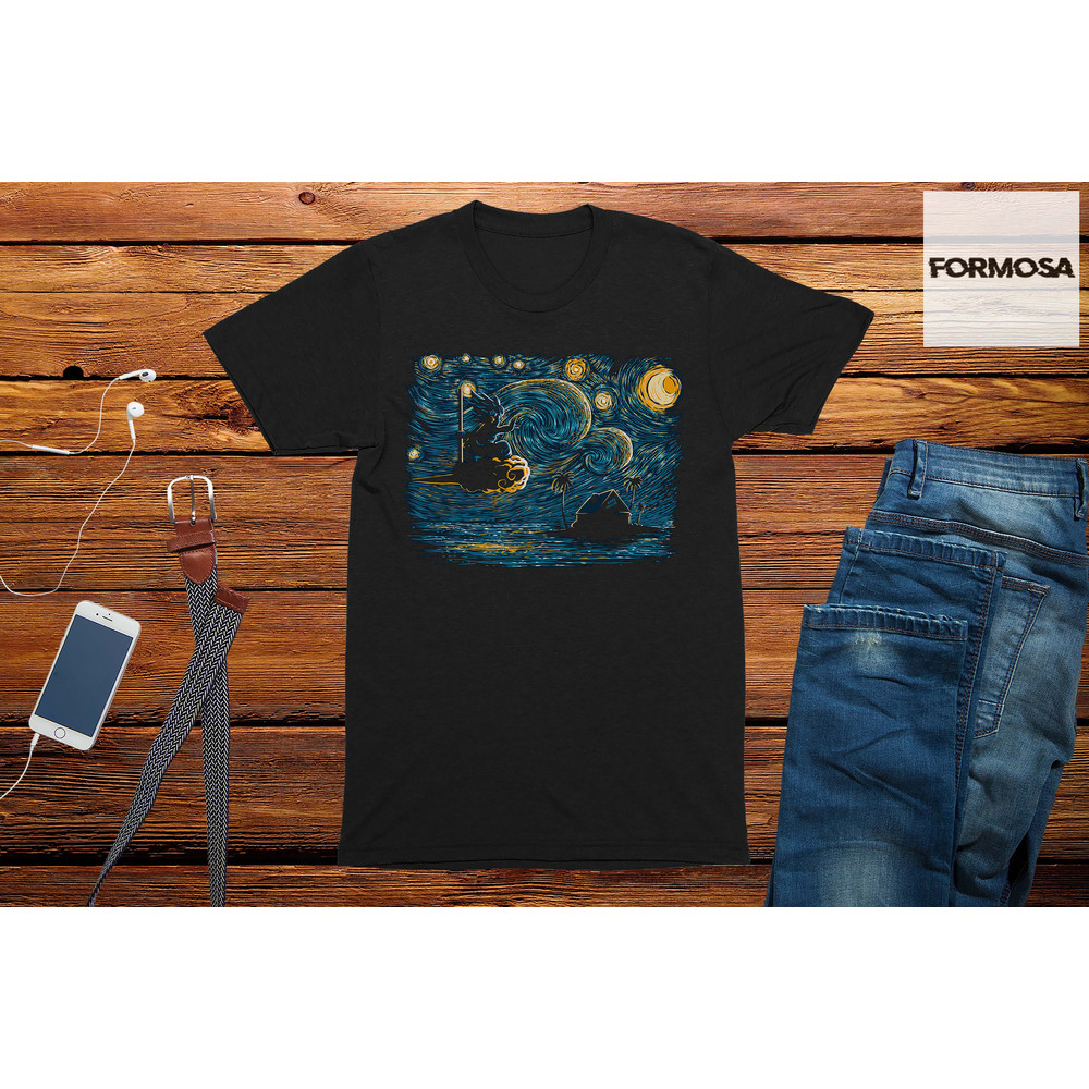 Starry Night Saiyan Anime T-Shirt For Men adult funny t-shirt - 1.jpg