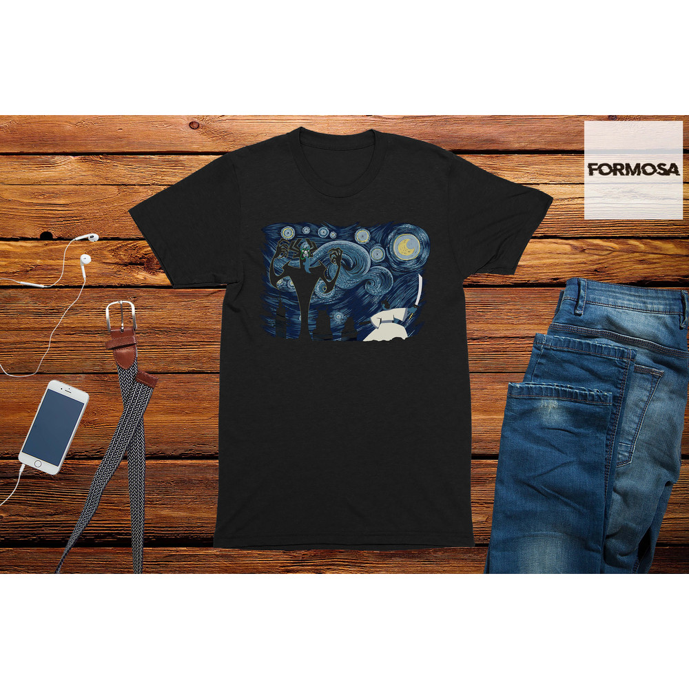 Starry Night Samurai Funny Anime T-Shirt Mens anime and gaming tshirt - 1.jpg