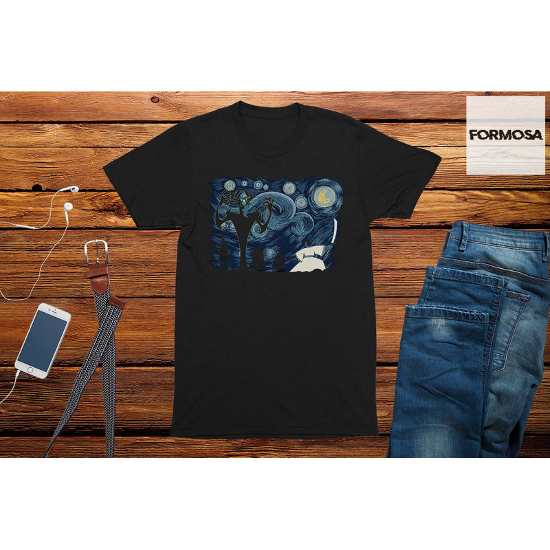 Starry Night Samurai Funny Anime T-Shirt Mens anime and gaming tshirt - 1.jpg