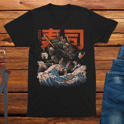 sushi dragon monster t-shirt anime gifts, japanese anime shirt, manga shirt