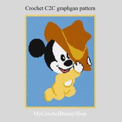 Crochet C2C Mickey Cowboy graphgan blanket pattern PDF Download