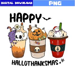 Happy Hallothanksma Png, Hallomas Coffee Png, Christmas Png, Skull Png, Pmpkin Png, Halloween Png, Cartoon Png