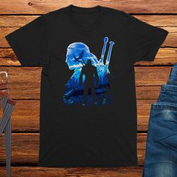 white wolf silhouette t-shirt adults unisex gaming gift for him, video game shirt