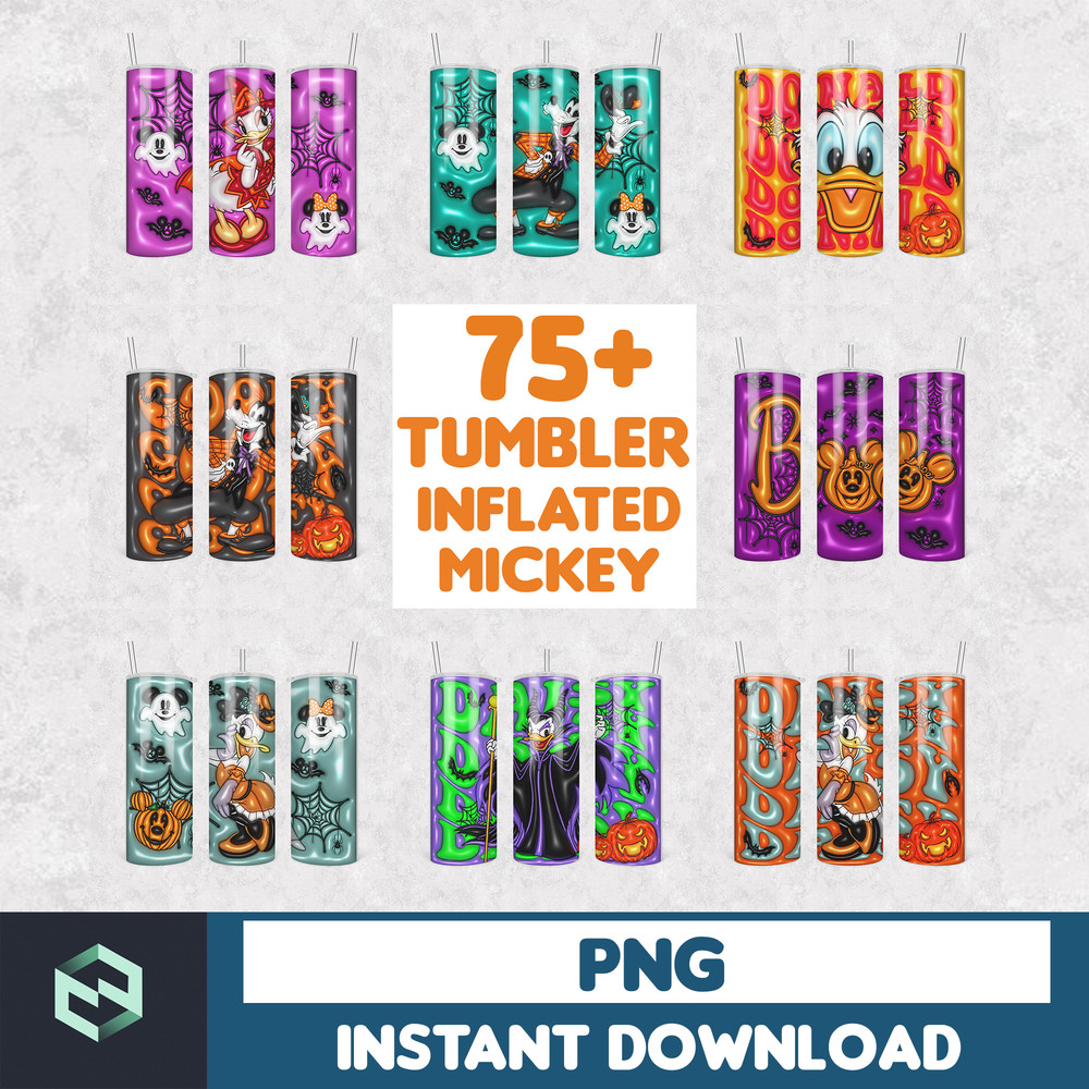 75+ Designs Halloween Cartoon Inflated for 20oz Skinny Tumbler Wrap, Mouse and Friends PNG Sublimation,3D Tumbler Full Wrap,Digital Download.png