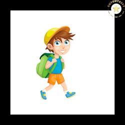 cute blue eyes boy go to school svg png