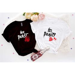 his beauty and her beast shirts, disney couple shirts, beauty and beast shirts, disney valentines shirts, beauty and bea