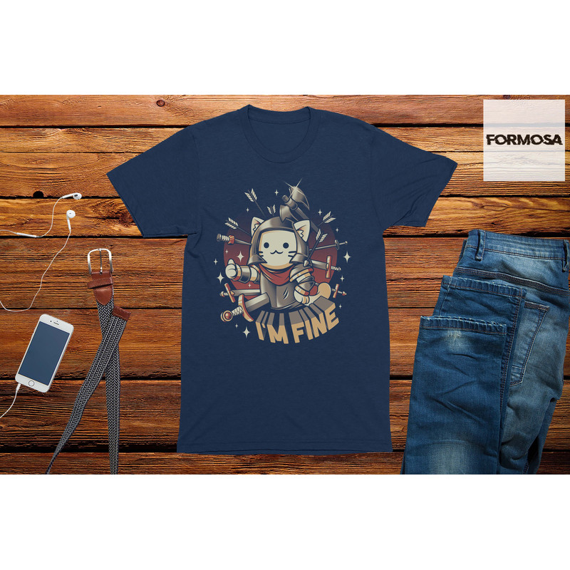 I'm Fine Adults Unisex T-Shirt, funny cat t shirt, funny gaming gift, gift idea for him, geek, retro, men's gaming t-shirt, - 3.jpg
