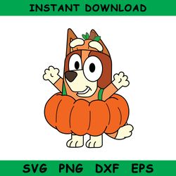 Bluey Bingo Pumpkin Halloween Svg, Bluey Halloween Svg, Bluey Svg, Cartoon Svg, Png Dxf Eps File