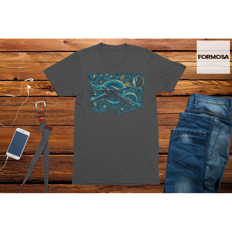 Starry Night Rebel Fighter Sci Fi Geek T-shirt For Men cool mens t shirts - 2.jpg