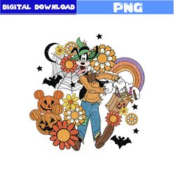 halloween floral png, halloween goofy png, goofy png, mickey mouse png, halloween png, png digital file
