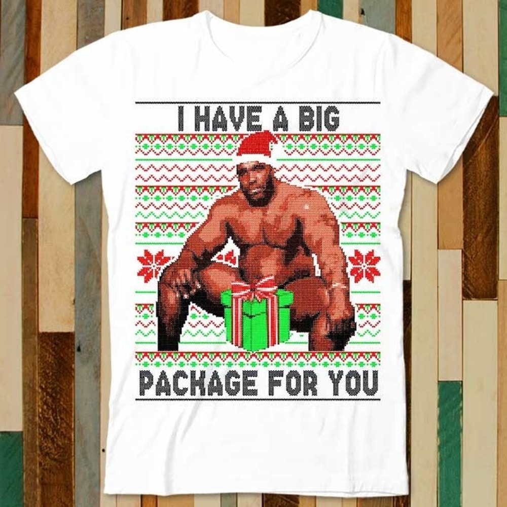 Barry Sitting On A Bed Big Package Ugly Christmas Xmas T Shirt Adult Unisex Men Women Retro Design Tee Vintage Top A4832 - 1.jpg