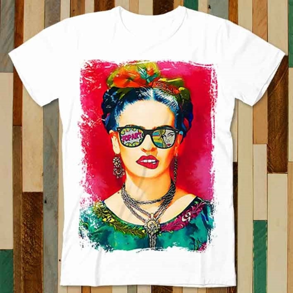 Frida Kahlo Pink Watercolor Lips Bite Tee Popart T Shirt Adult Unisex Men Women Retro Design Tee Vintage Top A4949 - 1.jpg