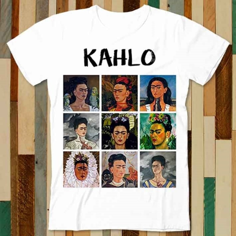 Frida Kahlo Portrait Selfie Collage T Shirt Adult Unisex Men Women Retro Design Tee Vintage Top A4945 - 1.jpg