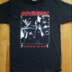 Gravediggaz  Nowhere to Run  90s Hip Hop Mens Tshirt Size USA Unisex Heavy Cotton