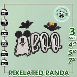 minnie mouse spooky embroidery design, happy halloween embroidery file, creepy ghost embroidery file, cute spooky machin