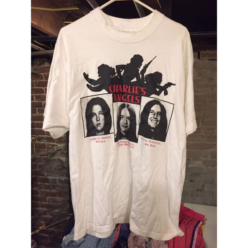 Vintage Charles Manson Family Charlies Angels Novelty Men's Tshirt Size USA Unisex Heavy Cotton - 1.jpg