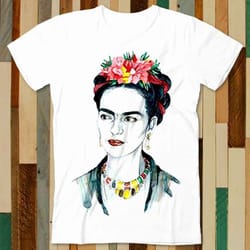 frida kahlo art drawing flower t shirt adult unisex men women retro design tee vintage top a4947