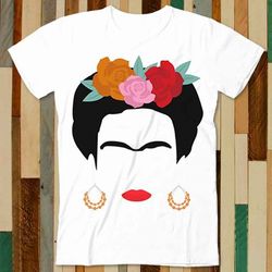 frida kahlo flowers golden earing t shirt adult unisex men women retro design tee vintage top a4942