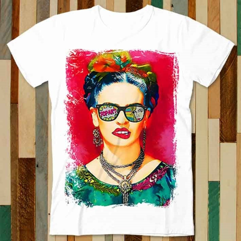 Frida Kahlo Pink Watercolor Lips Bite Tee Popart T Shirt Adult Unisex Men Women Retro Design Tee Vintage Top A4949 - 1.jpg