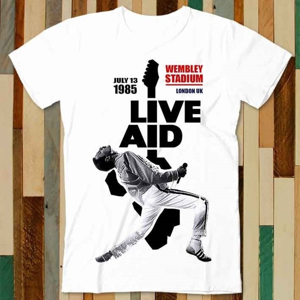 Live Aid Wembley Stadium Queen Great Rock Band Poster T Shirt Adult Unisex Men Women Retro Design Tee Vintage Top A4713 - 1.jpg