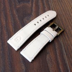 White watch strap for Tudor, genuine leather watchband