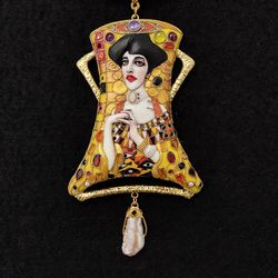 Necklace Adel Klimt, Gold Adele, Lady in gold, Art Nouveau necklace, unusual necklace, gold necklace