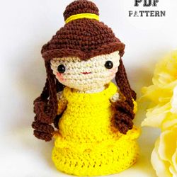 doll patternsintermediate princess belle crochet doll amigurumi pattern