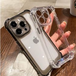 Luxury Shockproof Clear Phone Case For iPhone 14 13 12 11 Pro Max X XR XS 7 8 Plus Silicone Bumper Transparent Hard Back
